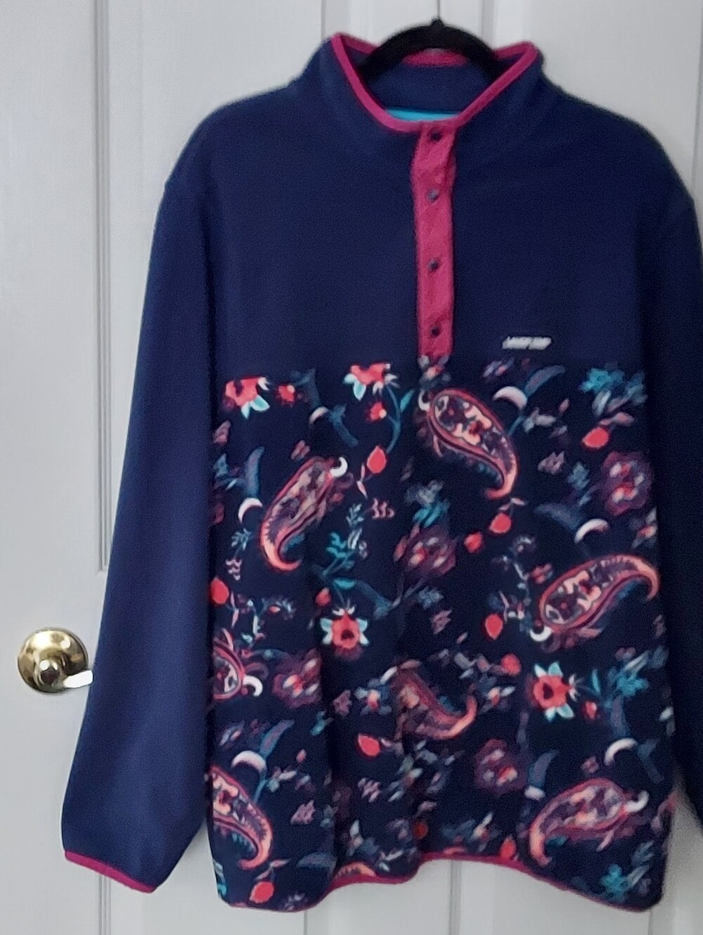 Lands End Navy Blue Fleece 2X